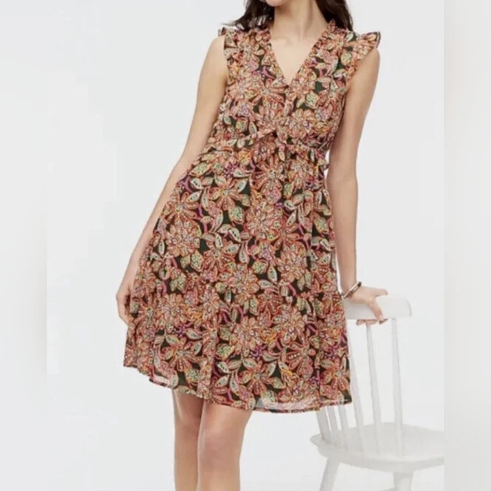 J.Crew Floral Sleeveless Dress-Size 12 -100% Polyester